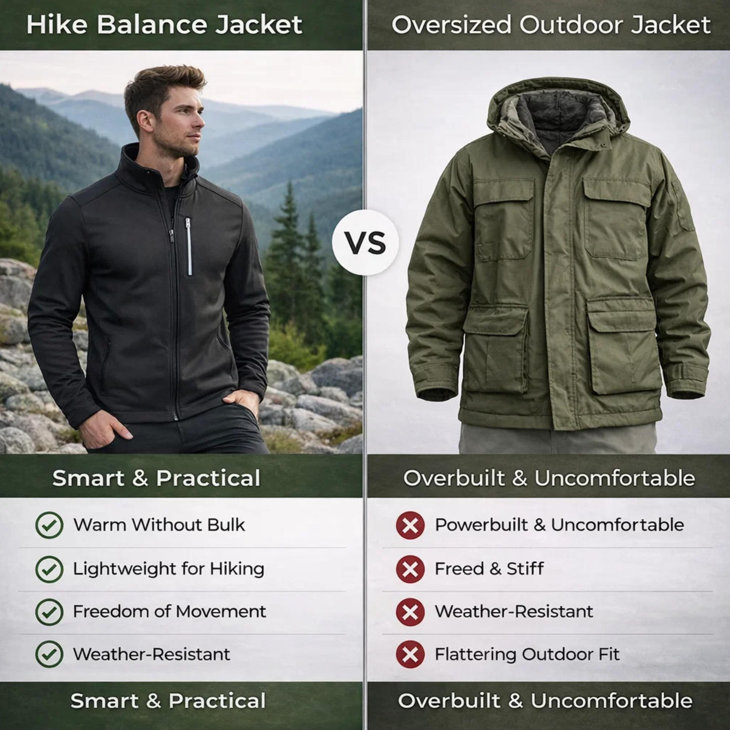 Hike Balance Krios Winter Jacket – Insulated Windproof Outdoor Jacket (Unisex)
