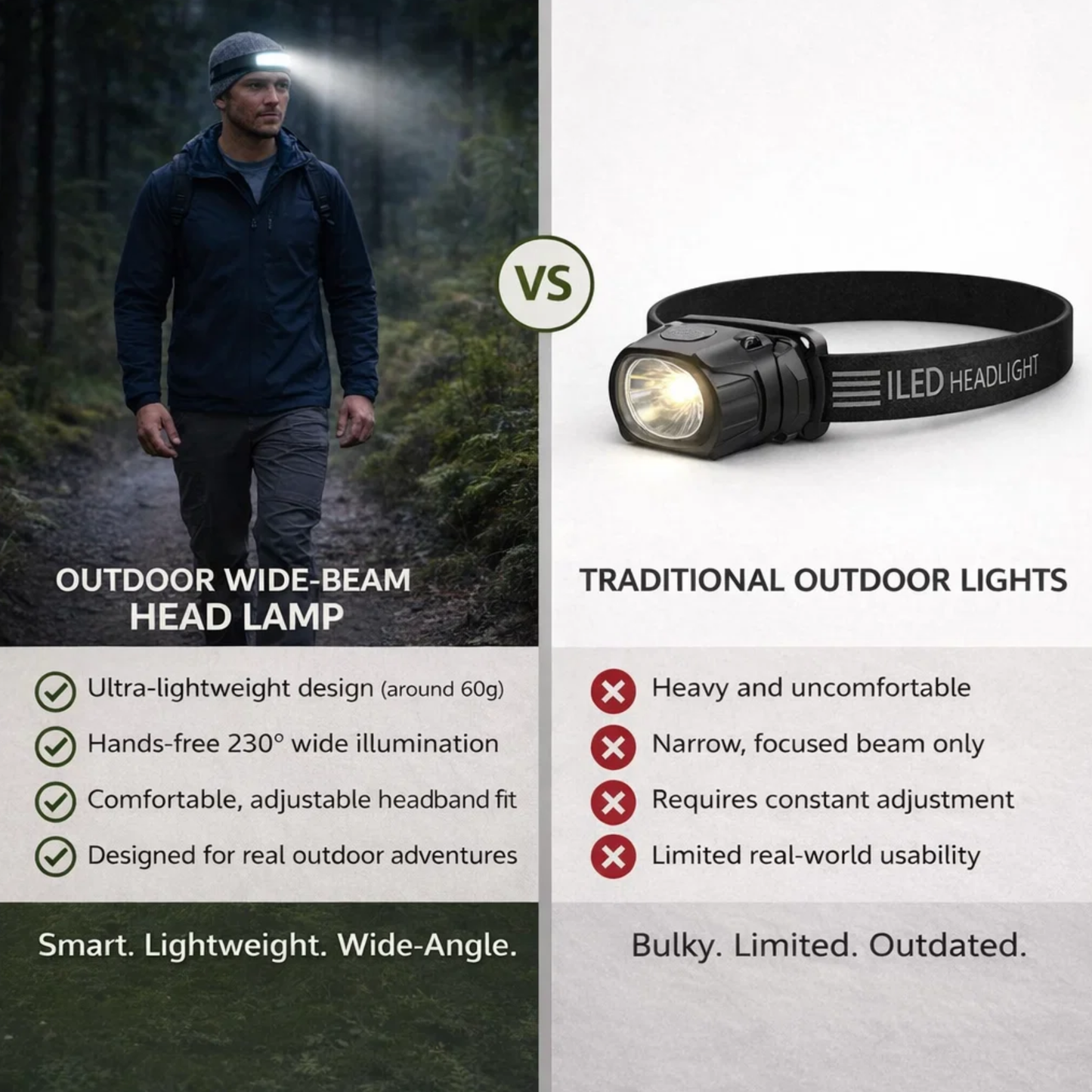Hike Balance MaxBeam Outdoor Head Lamp – Rechargeable Hiking & Camping Light (Unisex)
