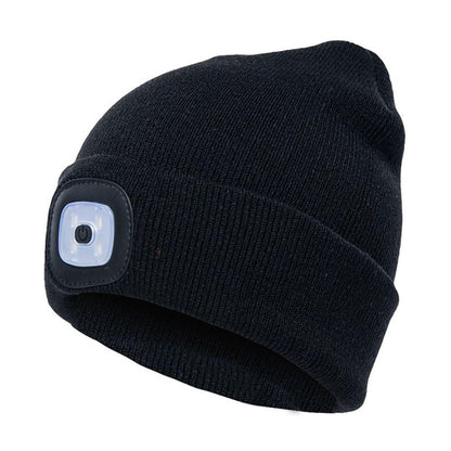 LED Headlamp Beanie - Rechargeable Hands-Free Lighted Winter Hat