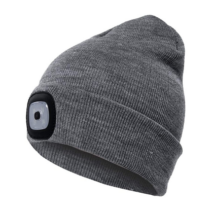 LED Headlamp Beanie - Rechargeable Hands-Free Lighted Winter Hat