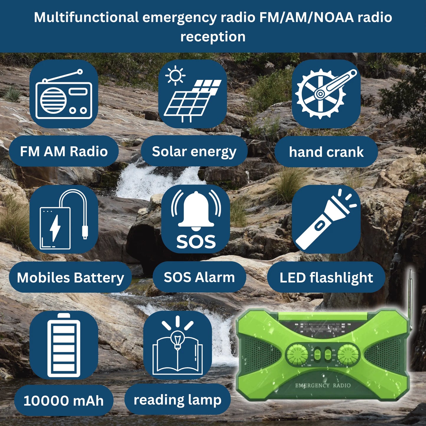 Multi‑Power Emergency Radio & Light
